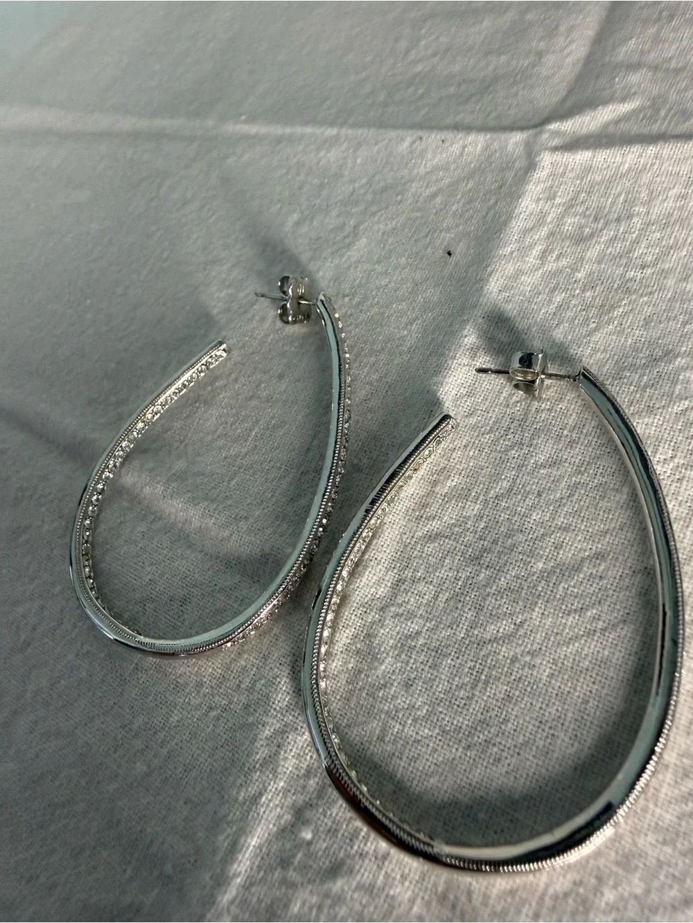 Nordstrom Silver-Tone Cubic Zirconia Bar Hoop Earrings